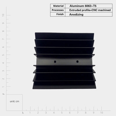 6000 serie di alluminio di grado di estrussione, lavandino di calore, nero anodizzante radiatore in alluminio